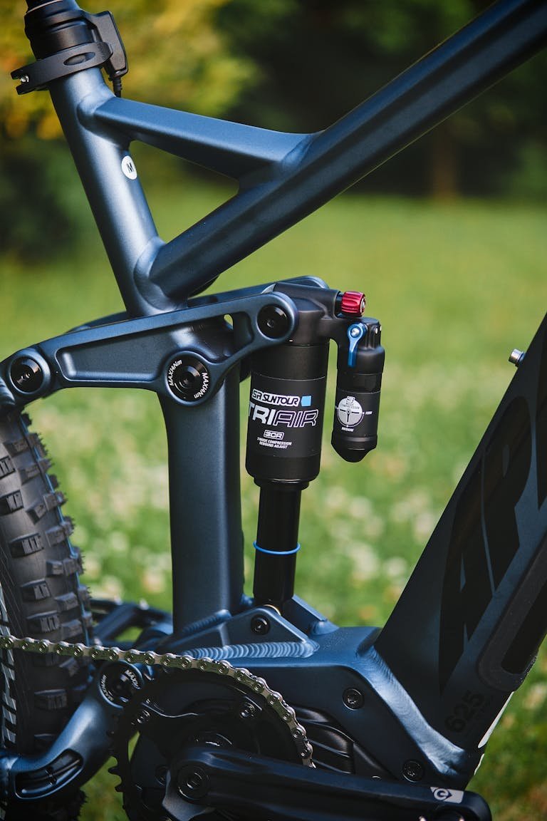Close-Up Shot of Black Bicycle Suspension