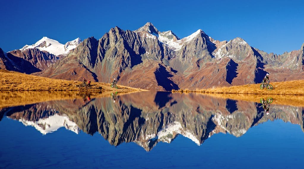 Photo by Julius Silver Landscape of Brown Mountain and Lake